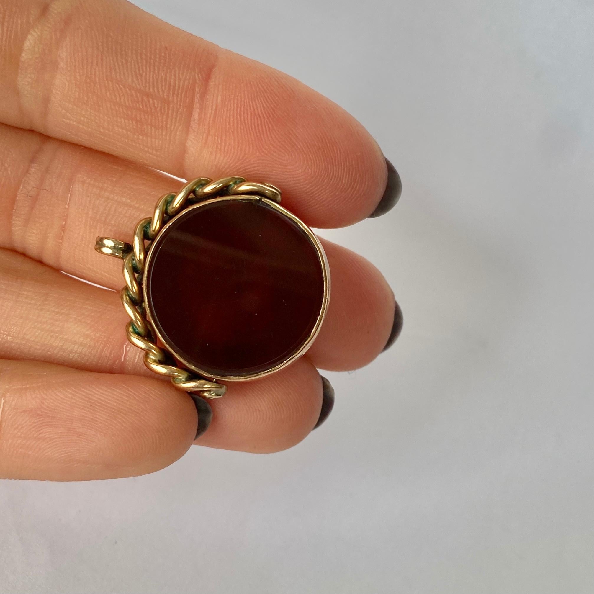 Art Deco Carnelian 9 Carat Swivel Fob In Good Condition In Chipping Campden, GB