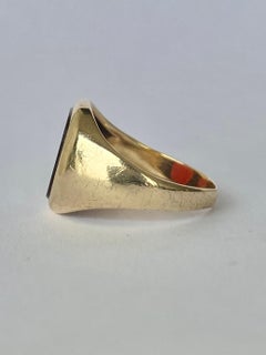 Art Deco Carnelian and 9 Carat Gold Signet Ring