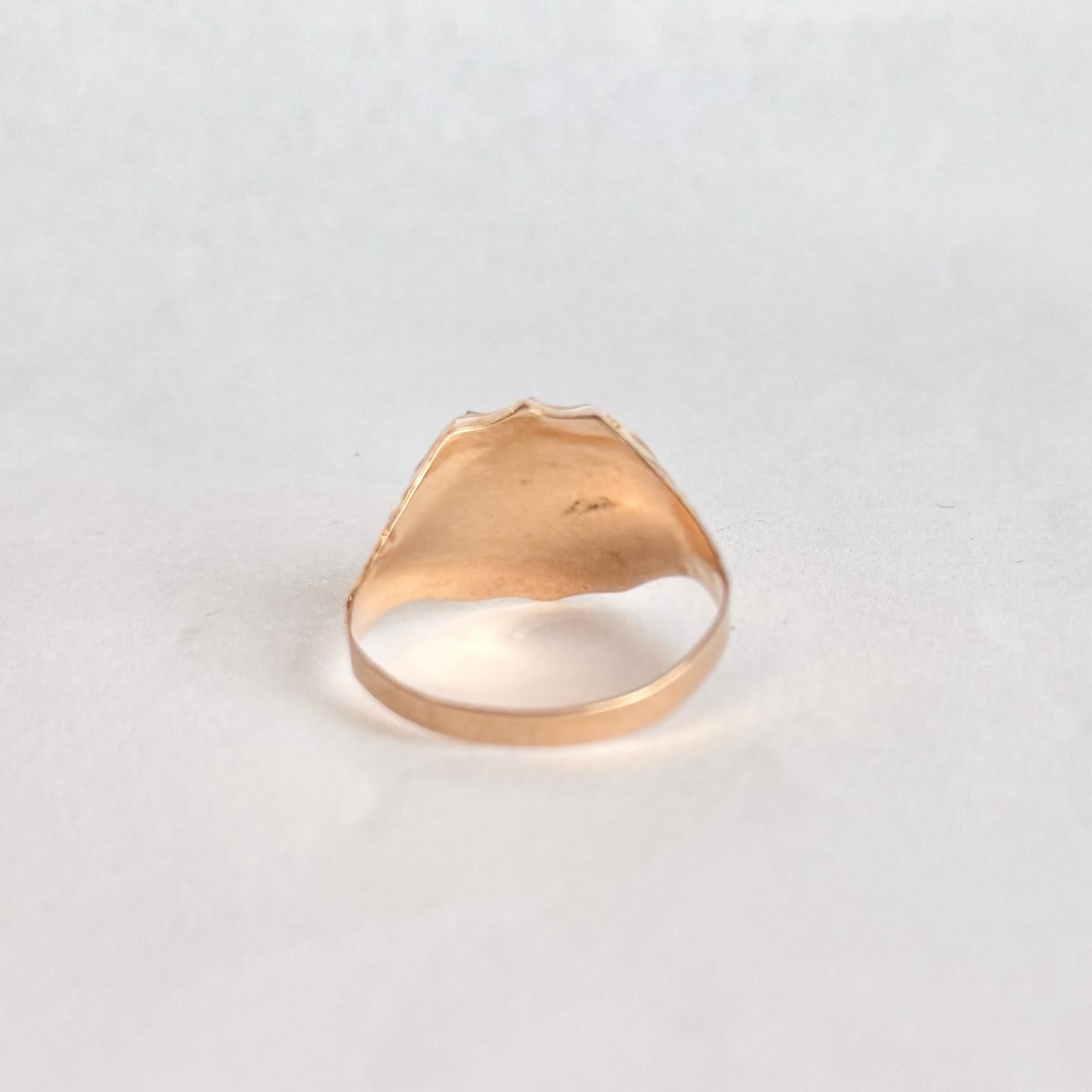 Siegelring aus Karneol und 9 Karat Gold im Art déco-Stil im Angebot 1