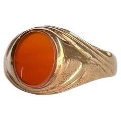 Bague de signalisation Art déco en cornaline et or 9 carats