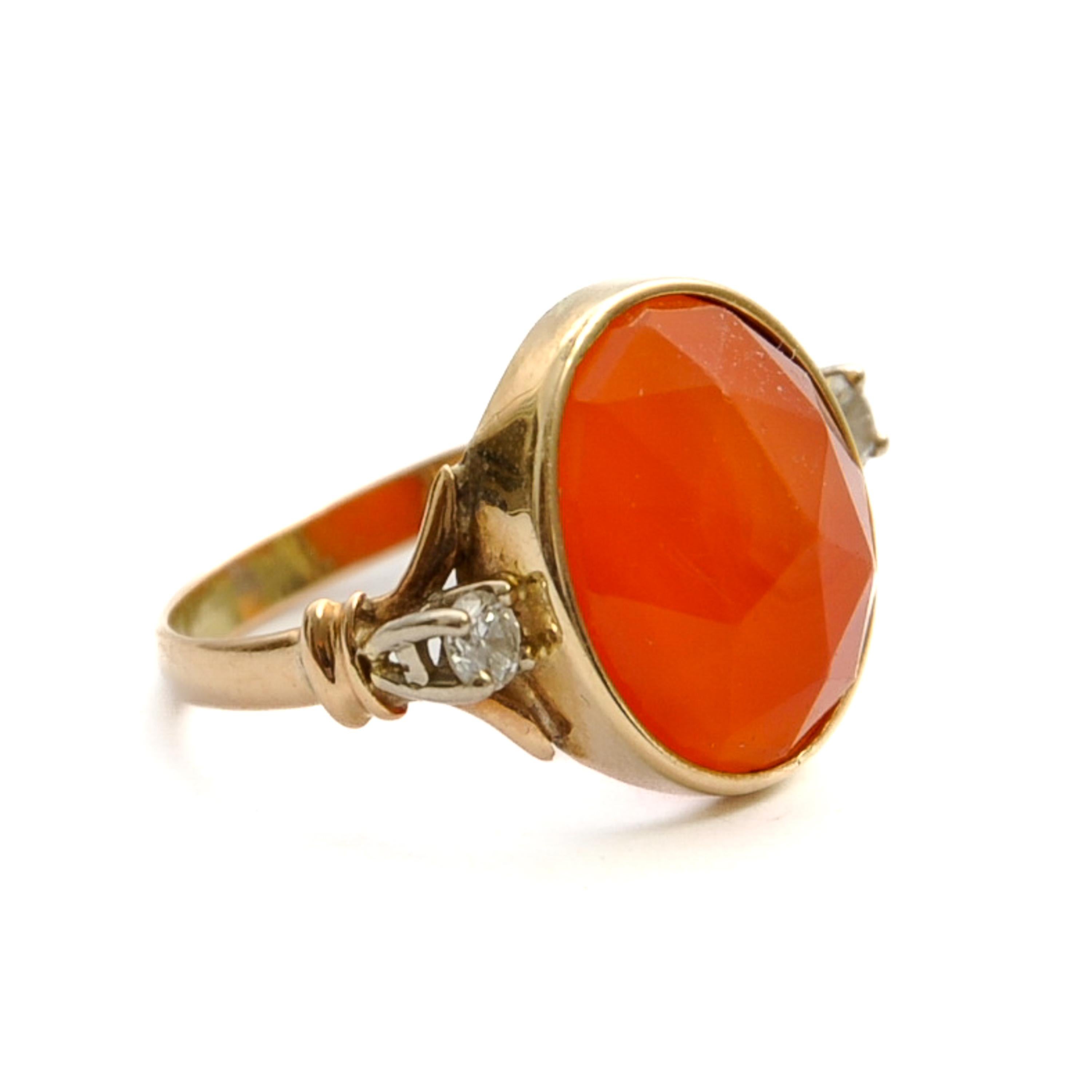 Women's Art Deco Carnelian and Diamond Ring For Sale