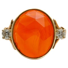 Art Deco Carnelian and Diamond Ring