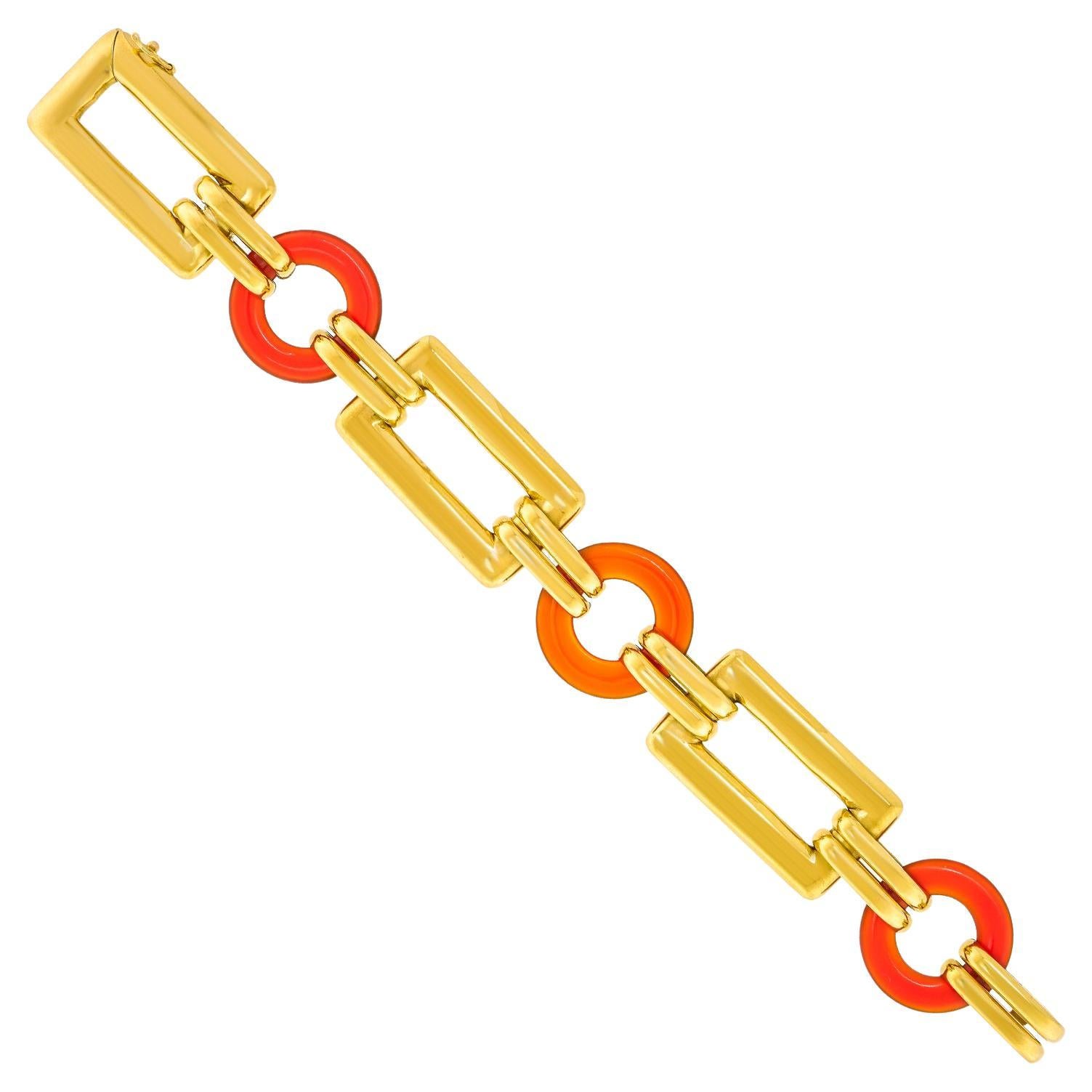 Art Deco Carnelian and Gold Bracelet