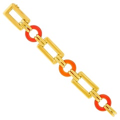 Art Deco Carnelian and Gold Bracelet