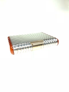 Gemolithos Art Deco, Dose aus Karneol, Gold und Silber