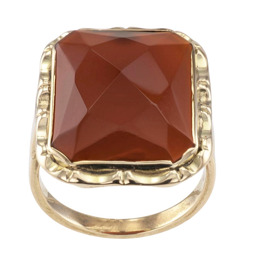 Art Deco Carnelian Gold Ring In Good Condition In Los Angeles, CA