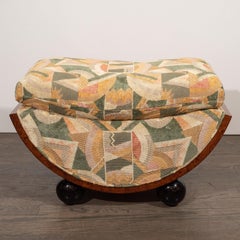 Art Deco Carpathian Elm and Black Lacquer Ottoman by Donald Deskey for Widdicomb