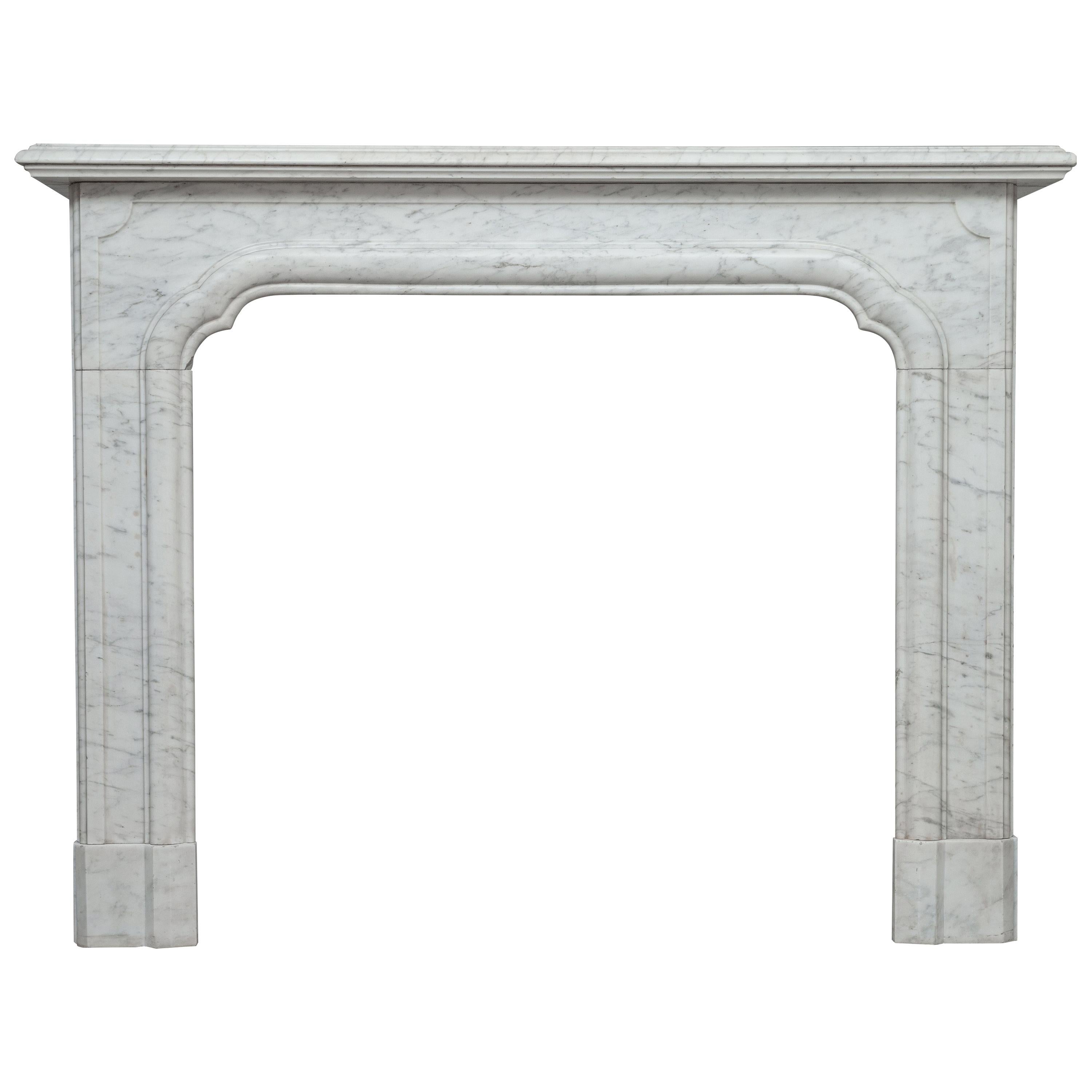 Art Deco Carrara Marble French White Circulation Fireplace For Sale