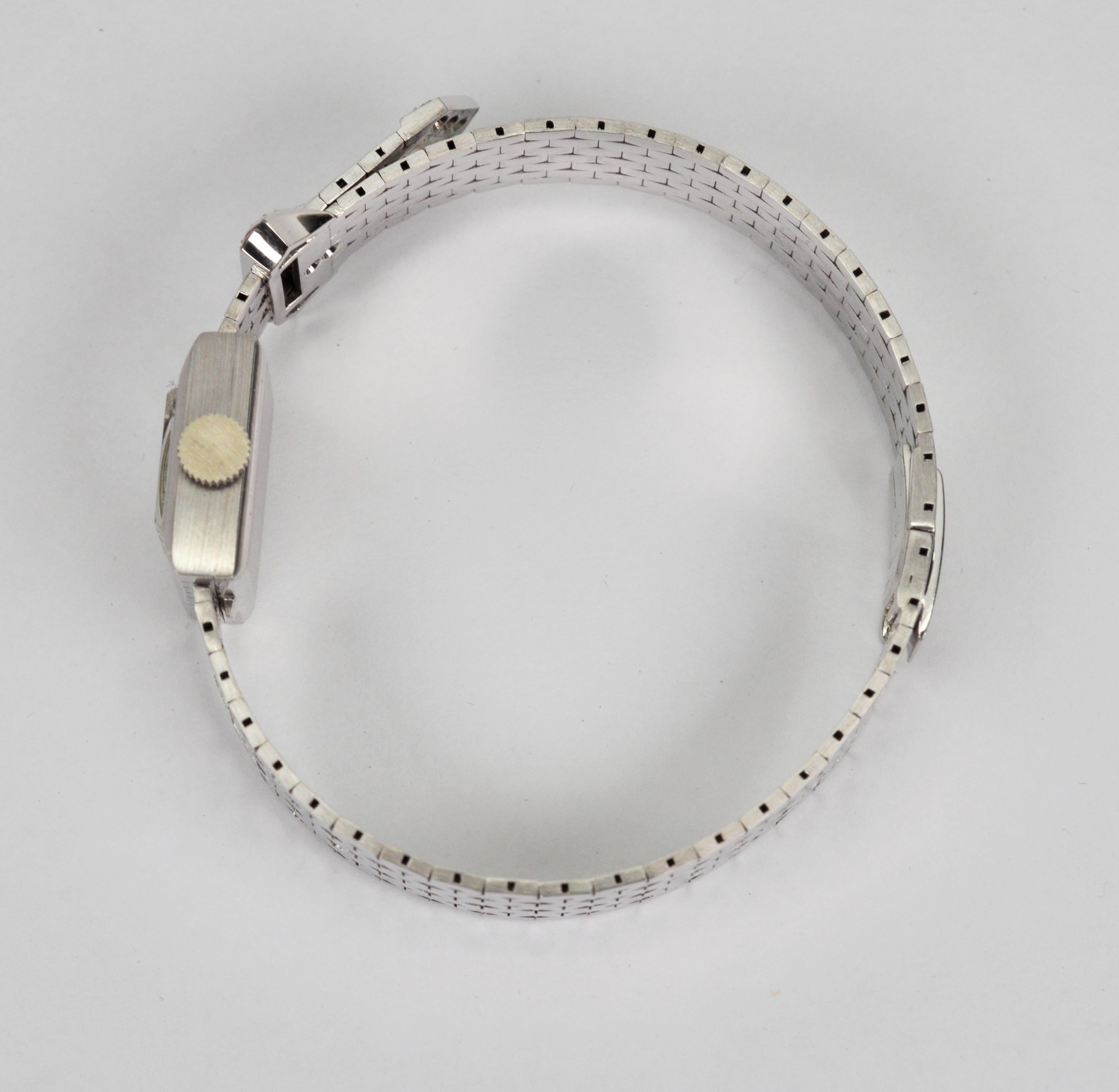 Cartier Montre Concord Art Déco avec bracelet en or blanc 14 carats et diamants, avec boîte en vente 1