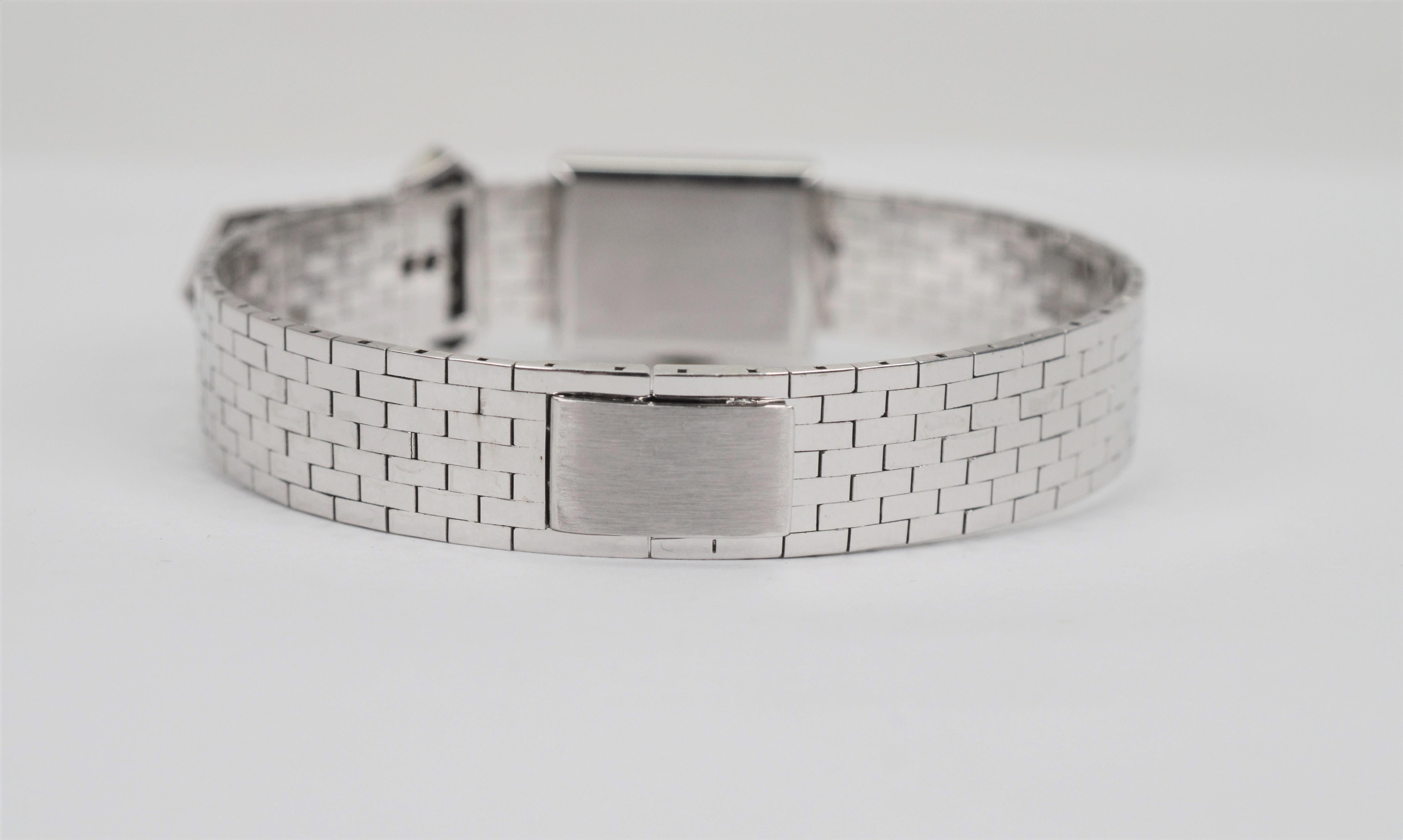Cartier Montre Concord Art Déco avec bracelet en or blanc 14 carats et diamants, avec boîte en vente 2