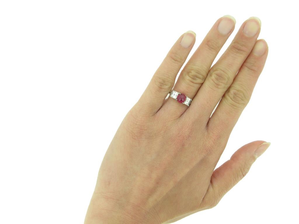 Art Deco Cartier Burmese Ruby and Diamond Ring, French, circa 1925 For Sale