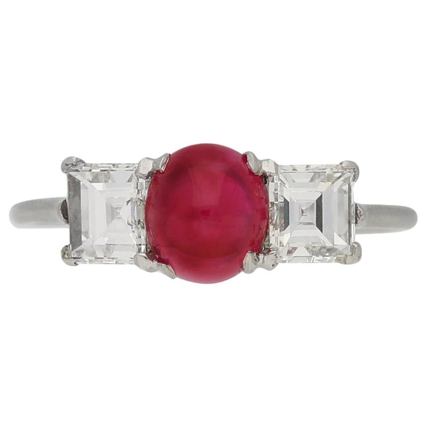 Cartier Burmese Ruby and Diamond Ring, French, circa 1925 For Sale