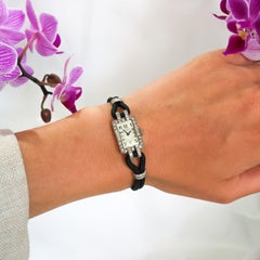 Art Deco Cartier Diamond Platinum and Enamel Cocktail Watch, Circa 1930