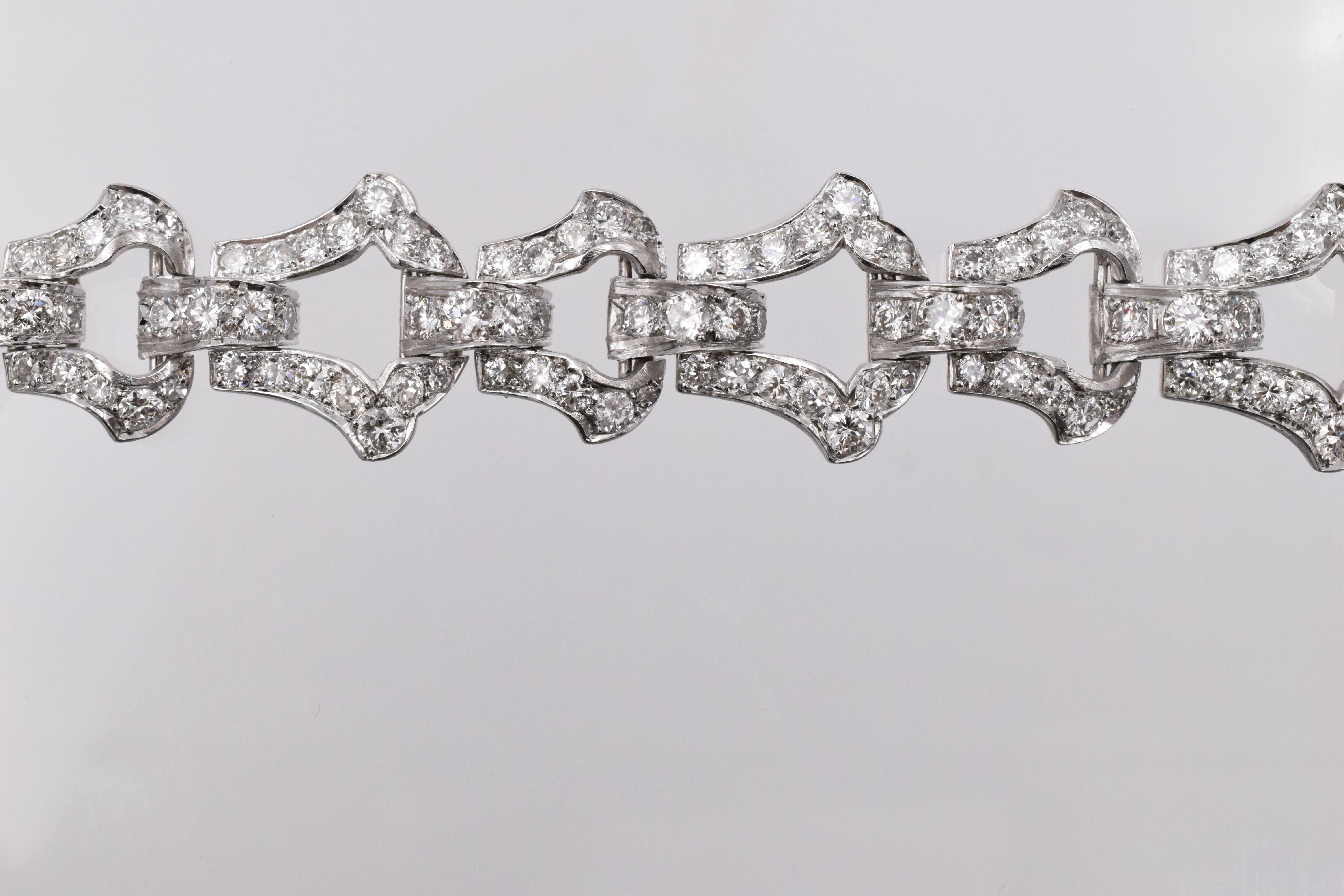 Art Deco 
Classic Cartier diamond bracelet with 15 carats of fine diamonds set in platinum.
Stamped and  signed: Cartier pl