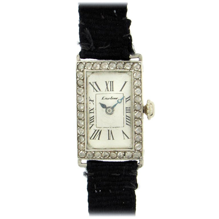 Women's Art Deco Cartier Diamond Wristwatch For Sale