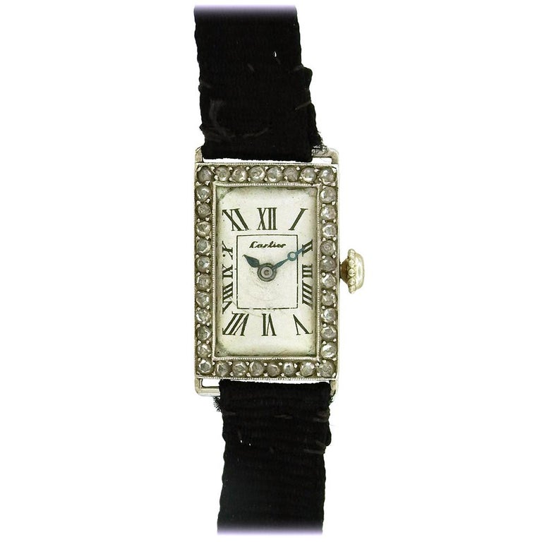 Art Deco Cartier Diamond Wristwatch For Sale 1