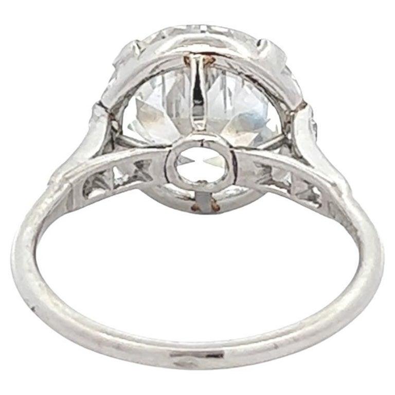Art Deco Cartier French GIA 4.22 Carats Old European Cut Diamond Platinum Ring 2