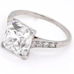 Art Deco Cartier GIA 4.02 Carat Old Mine Cut Diamond Platinum Ring
