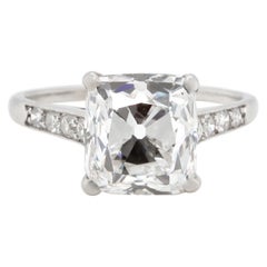 Art Deco Cartier GIA 4.02 Carat Old Mine Cut Diamond Platinum Ring