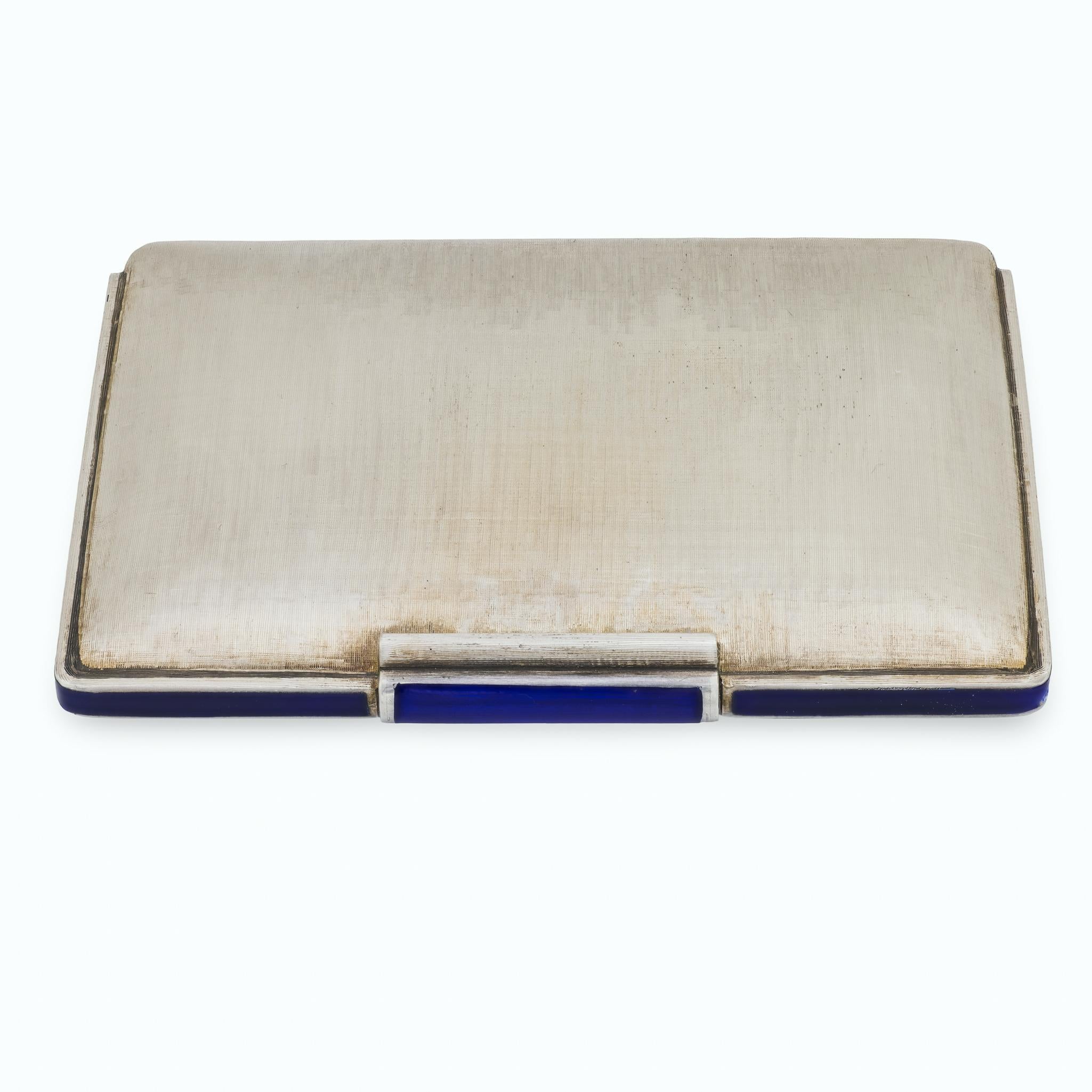 Art Deco Cartier Italian sterling silver enamel minaudiere For Sale 1