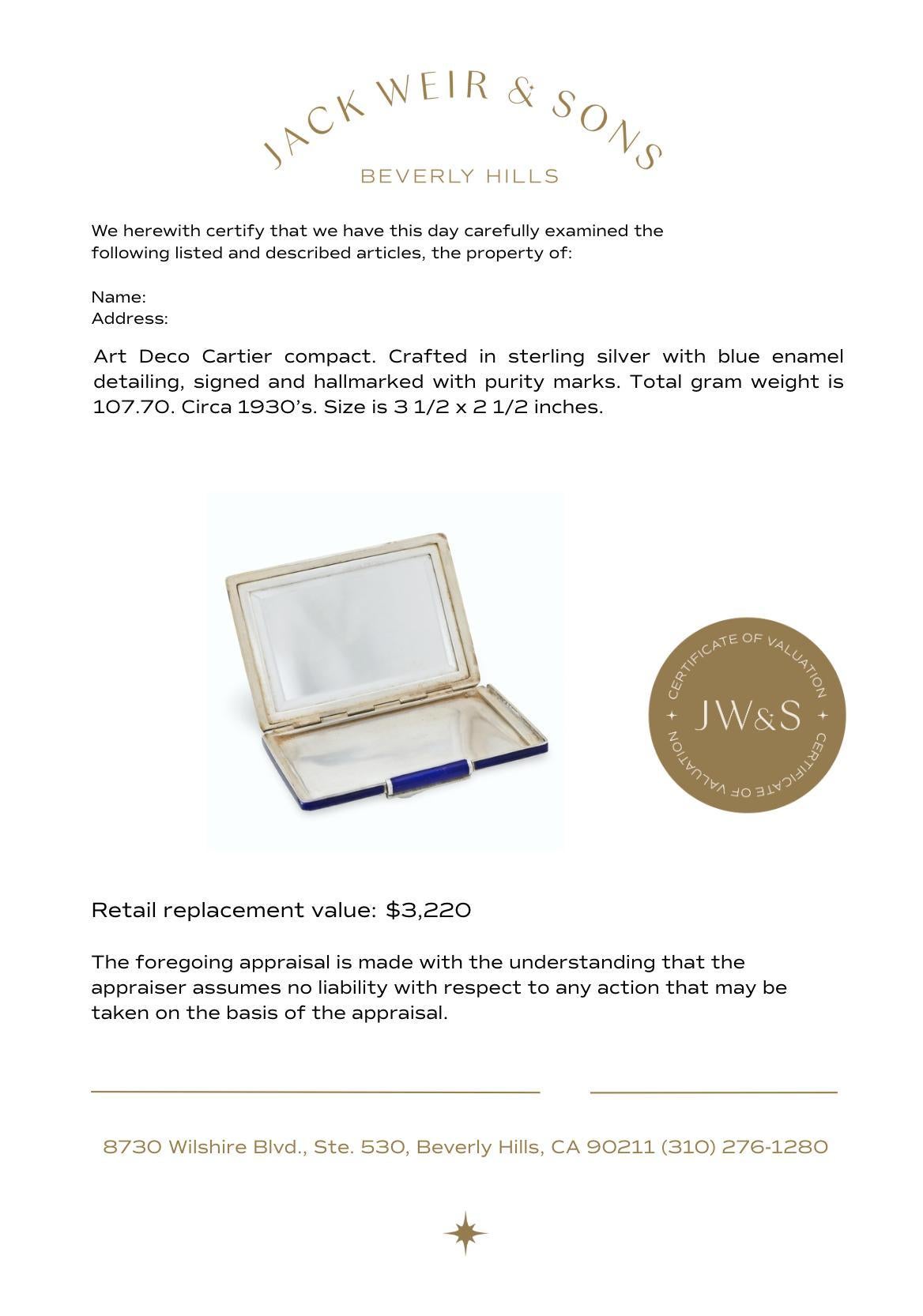 Art Deco Cartier Italian sterling silver enamel minaudiere For Sale 3