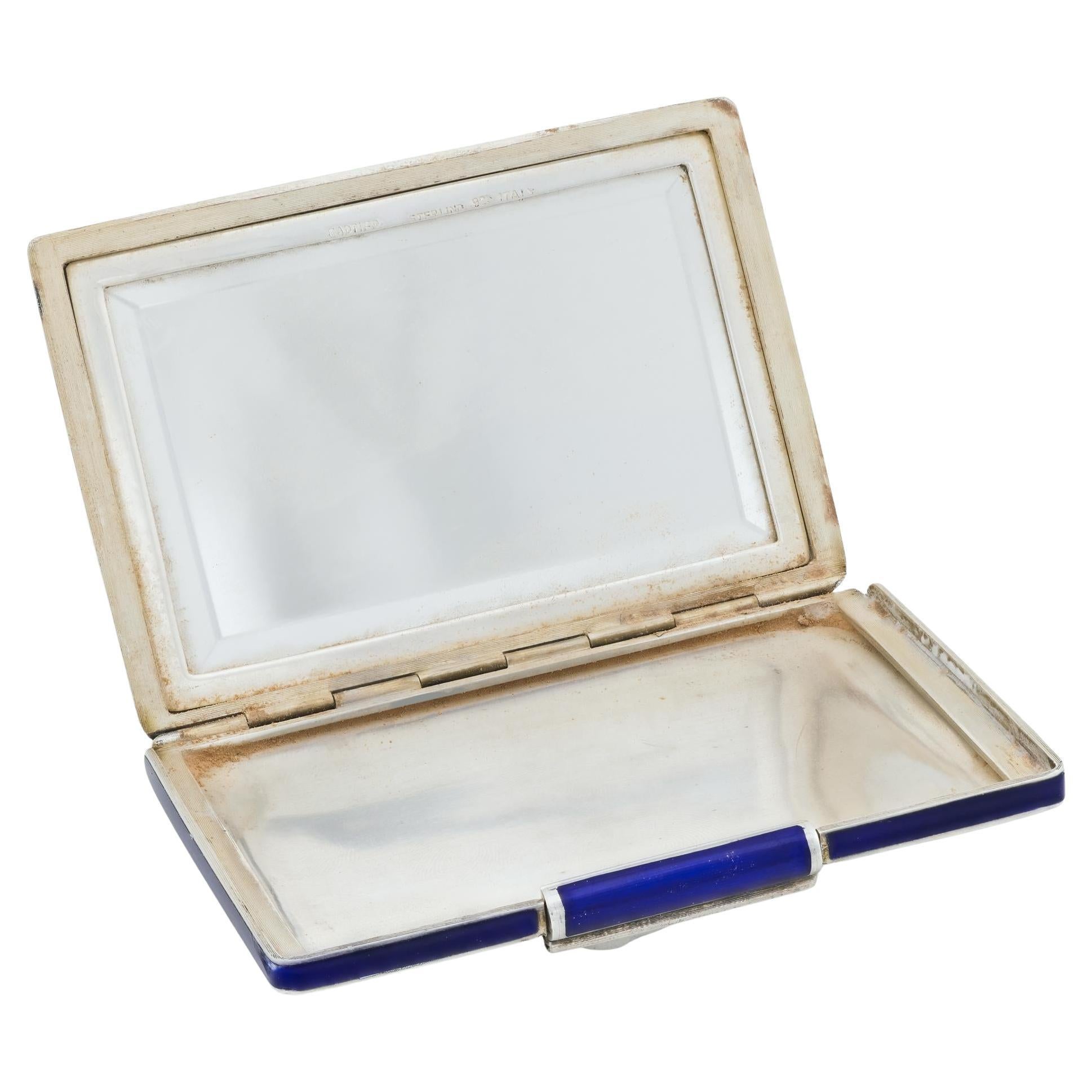Art Deco Cartier Italian sterling silver enamel minaudiere For Sale