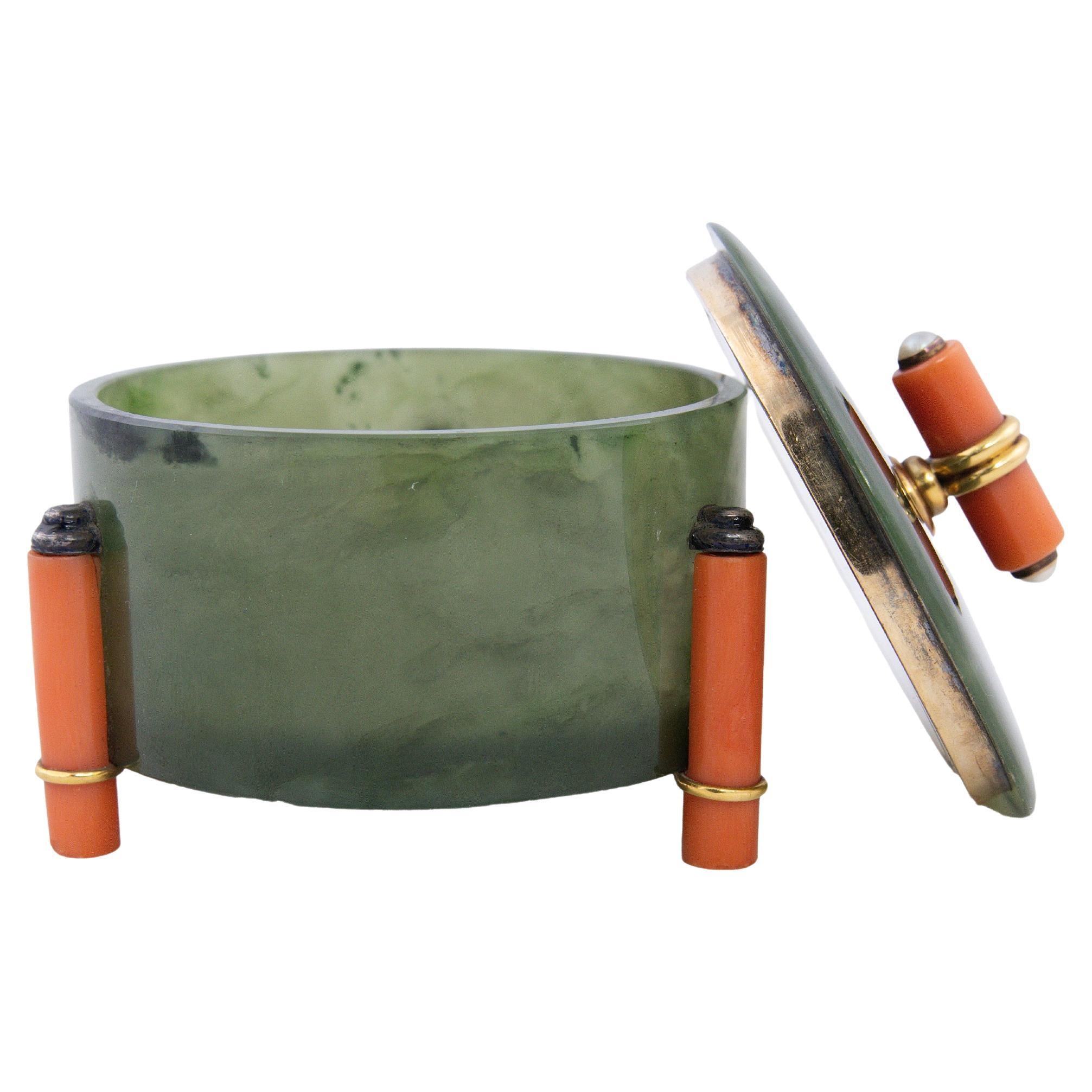 Art Deco Cartier Jade &amp; Coral Box