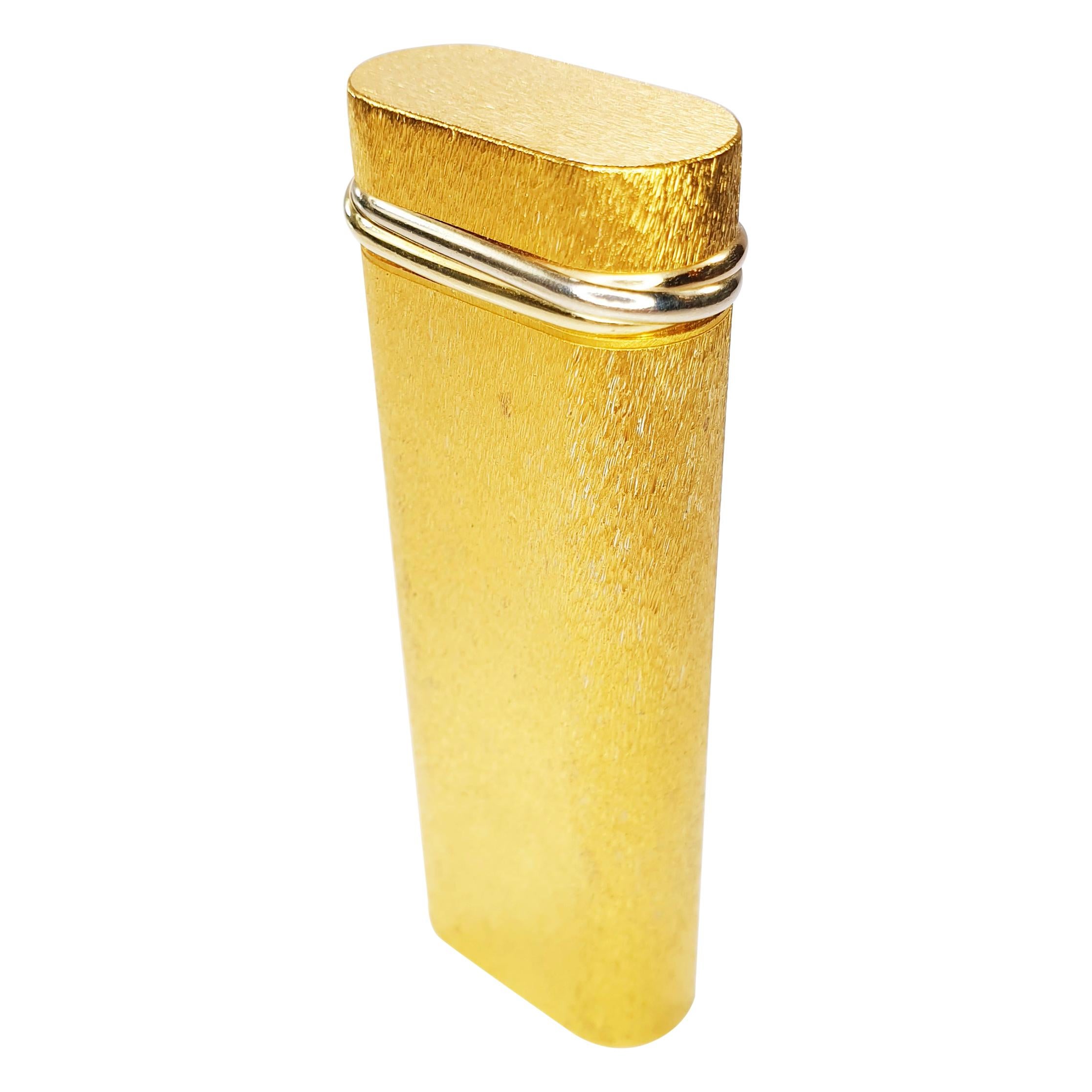 Art Deco Style Cartier Lighter Gold-Plated Guillochet Finish