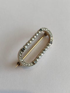 Art-Deco Cartier New York Brosche Gold 14 Karat Platin Perlen Diamanten Onyx