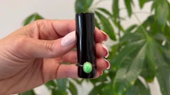 Art Deco Cartier Paris Jade 18k Gold and Silver Black Enamel Lipstick Holder