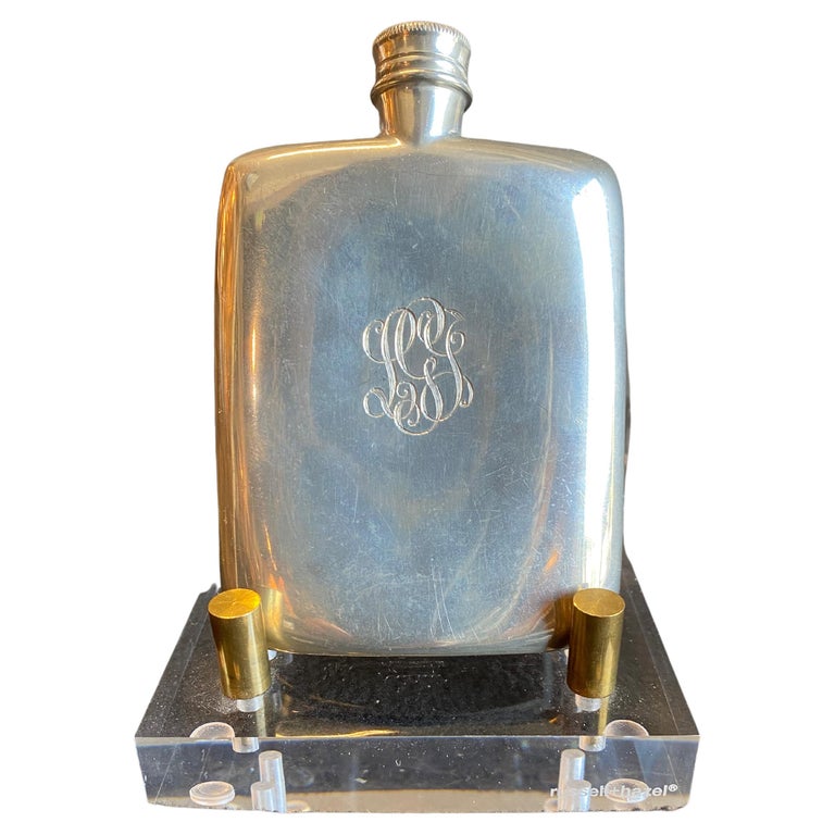 Art Deco Cartier Pewter Hip Flask For Sale at 1stDibs