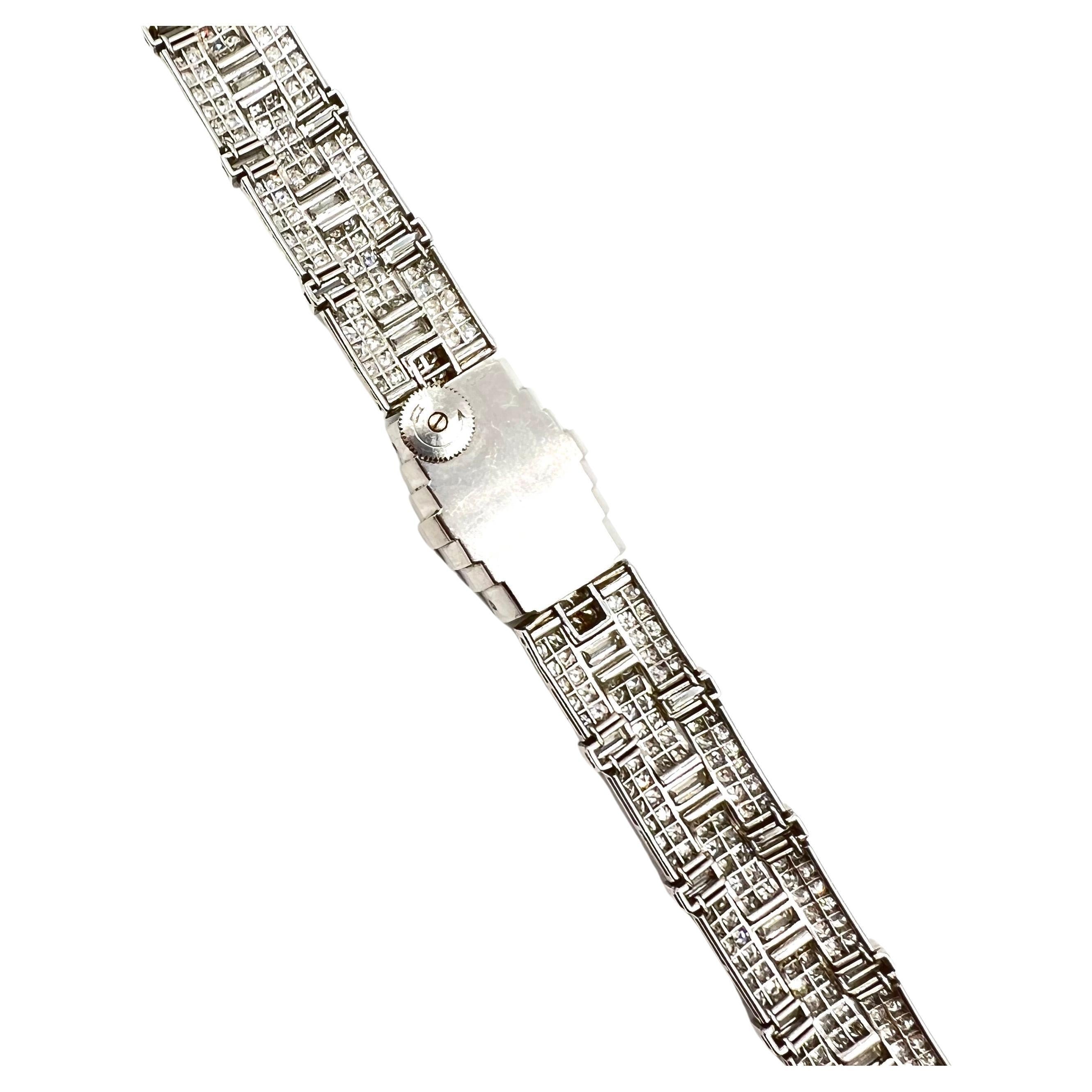 Baguette Cut Art Deco Cartier Platinum Diamond Wrist Watch