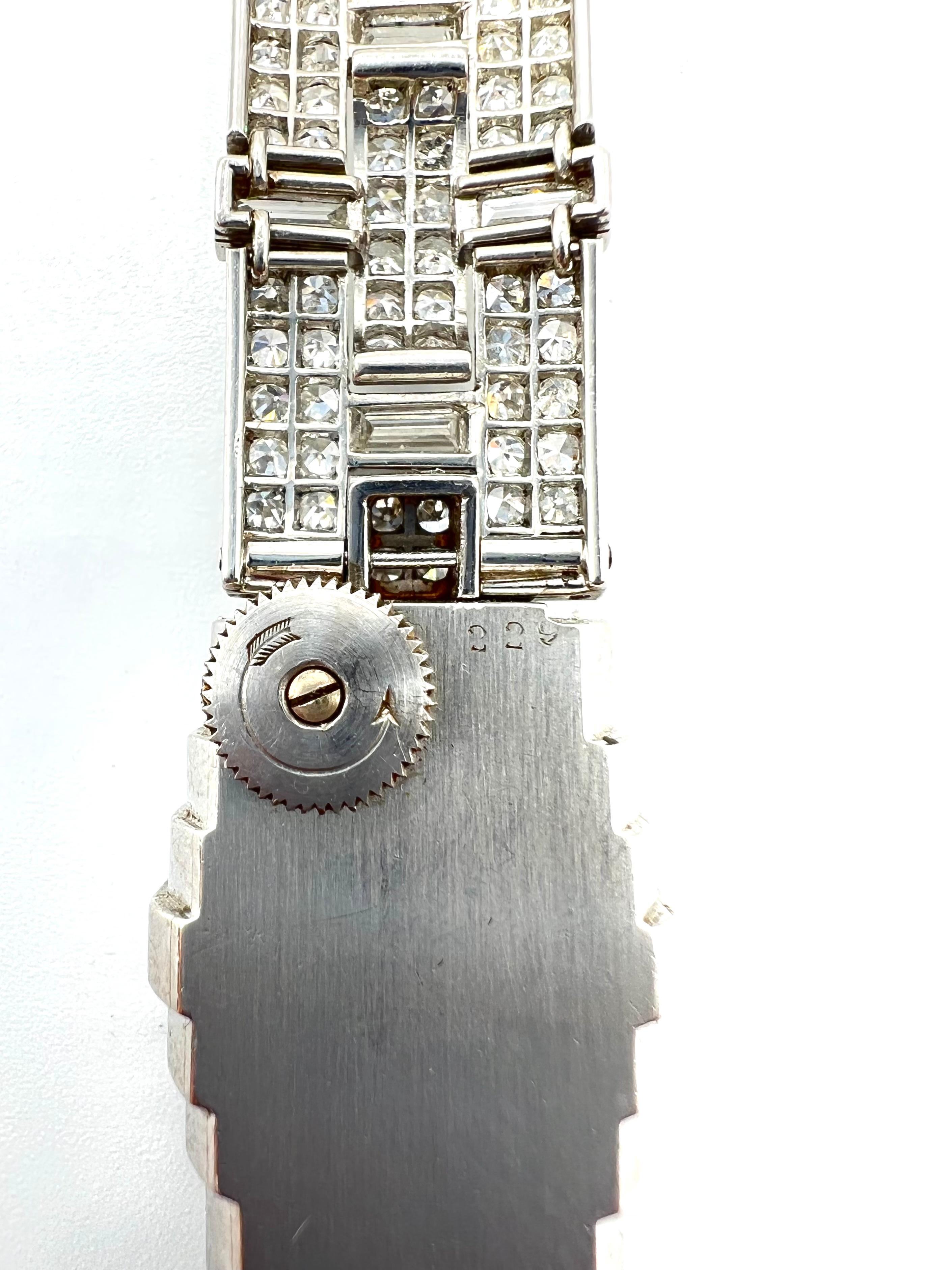 Art Deco Cartier Platinum Diamond Wrist Watch 1