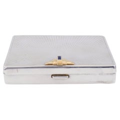 Art Deco Cartier Sapphire Sterling Silver 18k Yellow Gold Box