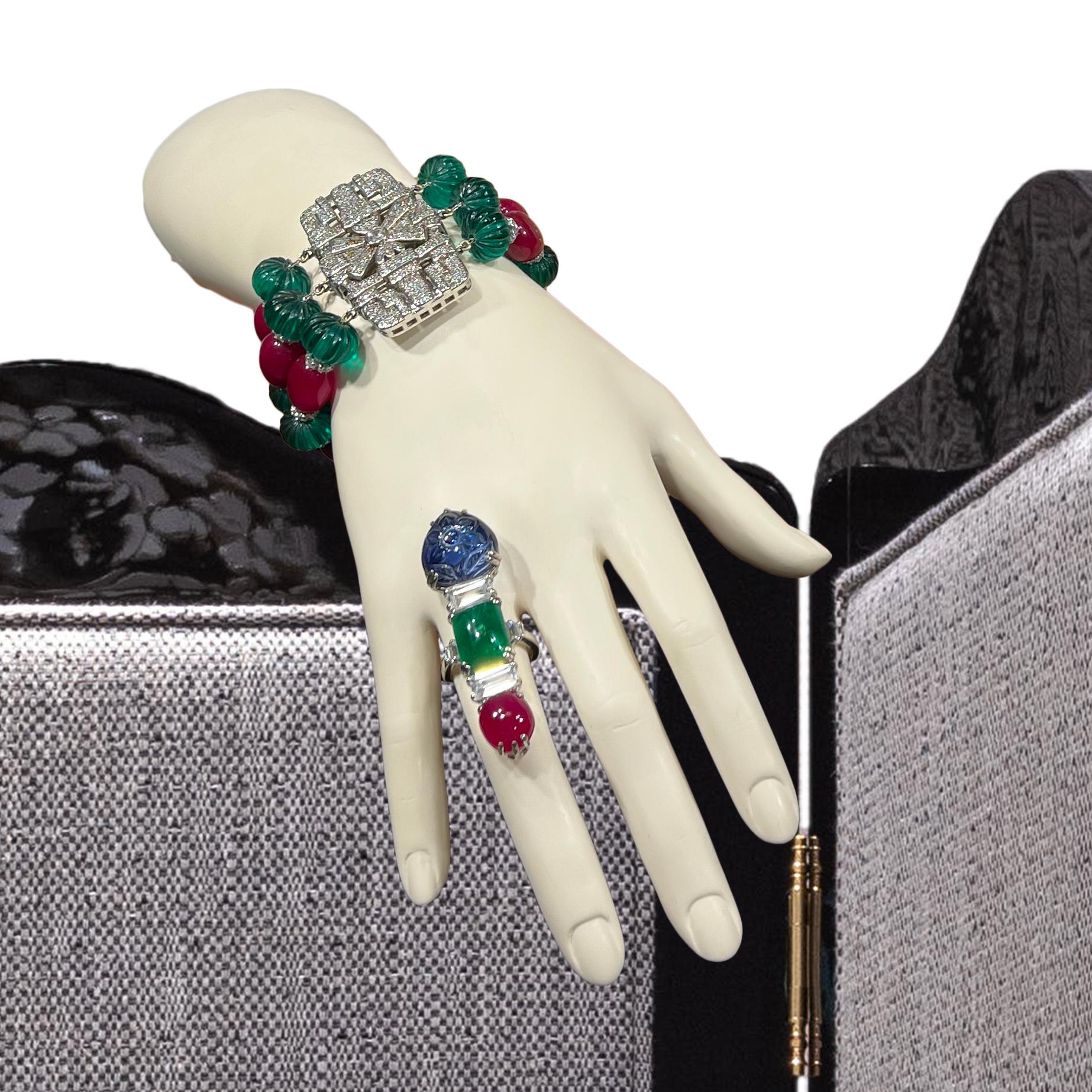 Art Deco Kostüm-Schmuck Cartier Stil Obst-Diamant-Armband von Clive Kandel (Art déco) im Angebot