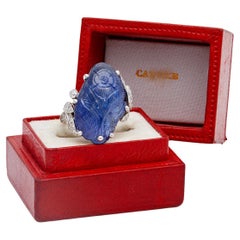 Art Deco Cartier Tutti Frutti GIA Burma No Heat Sapphire Diamond Platinum Ring