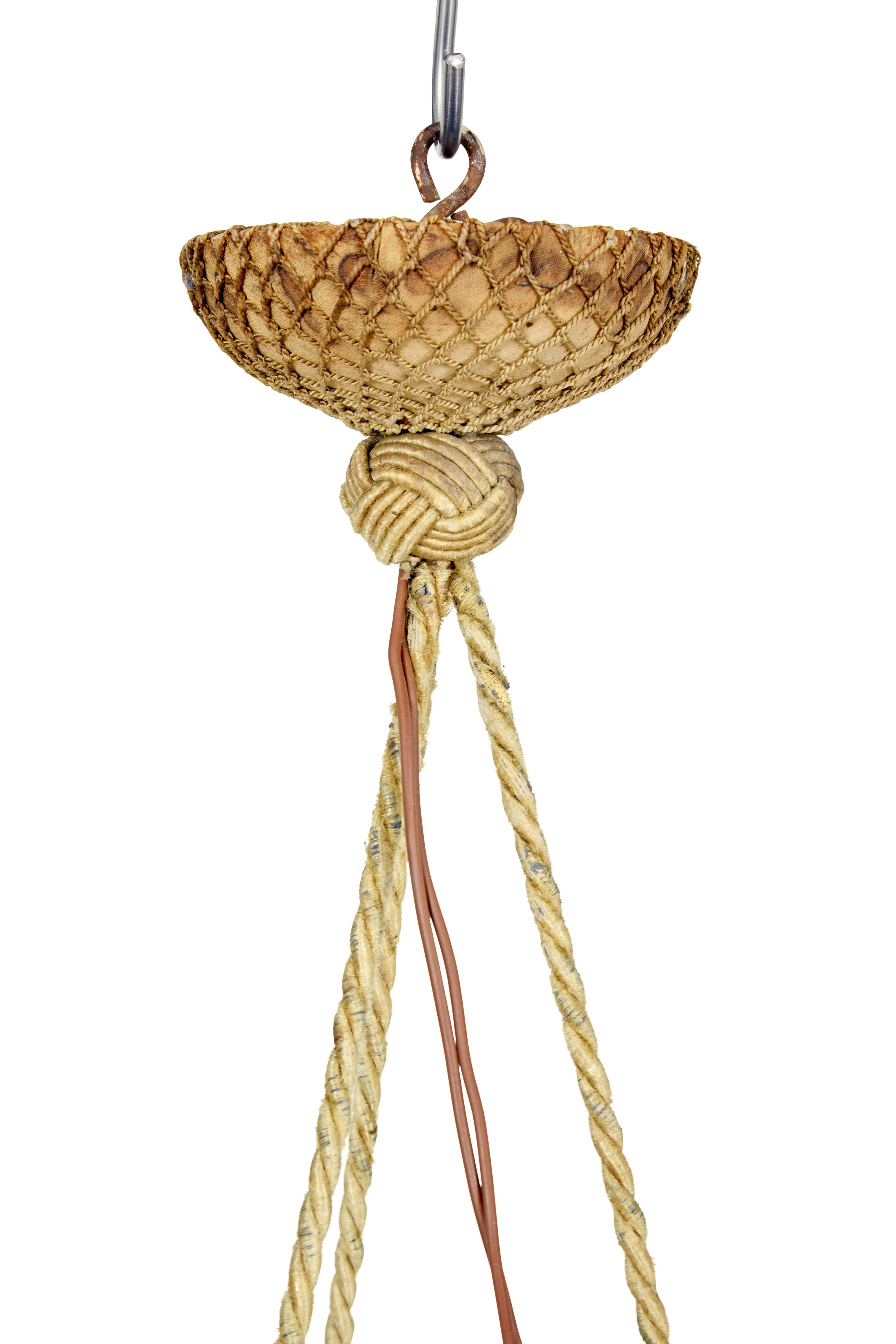 Hand-Carved Art deco carved alabaster hanging pendant light
