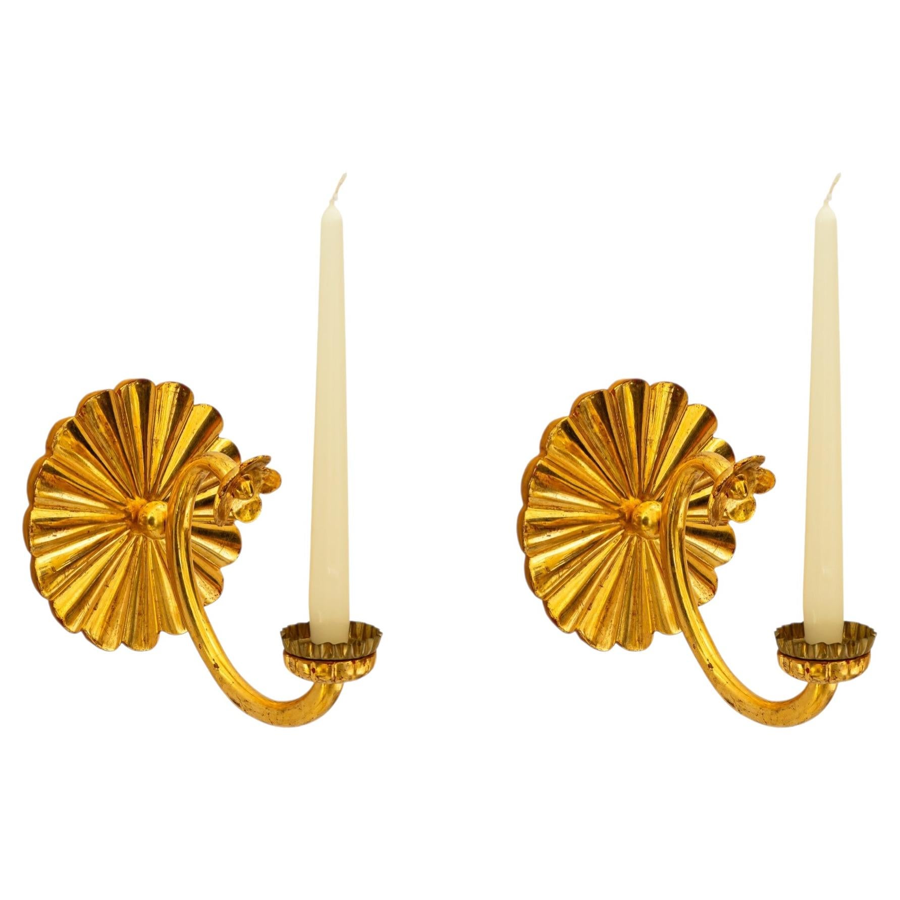 Art Deco carved and gilted art deco wood wall candle holder around 1920s