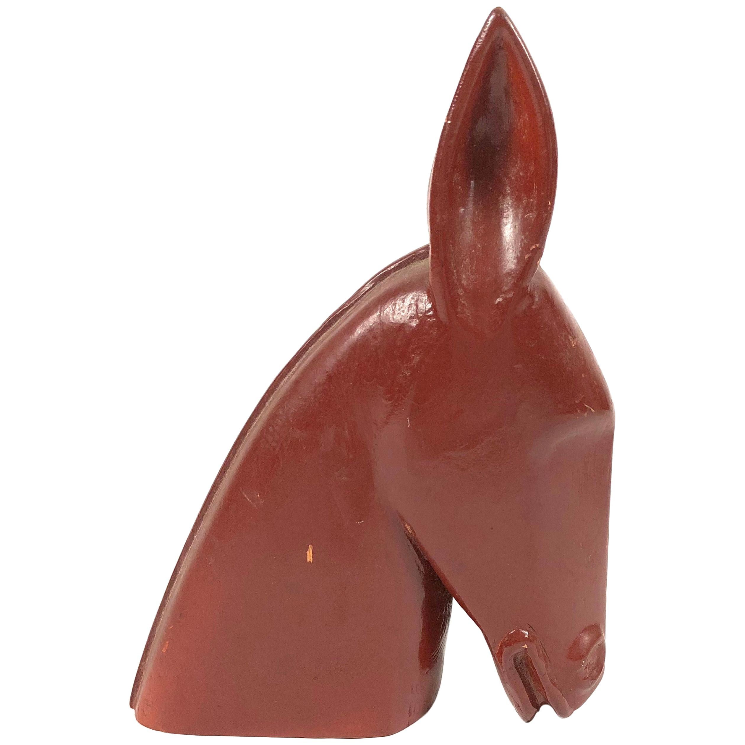 Testa d
asino in legno Art Carved e dipinto