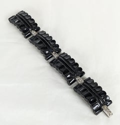 Art Deco Carved Bakelite and Pave Link Bracelet