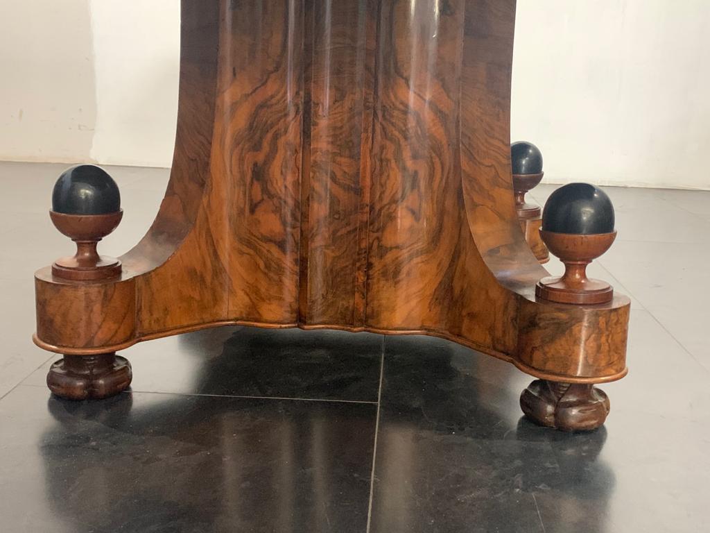 Walnut Art Deco Carved Briar Dining Table, 1930s For Sale