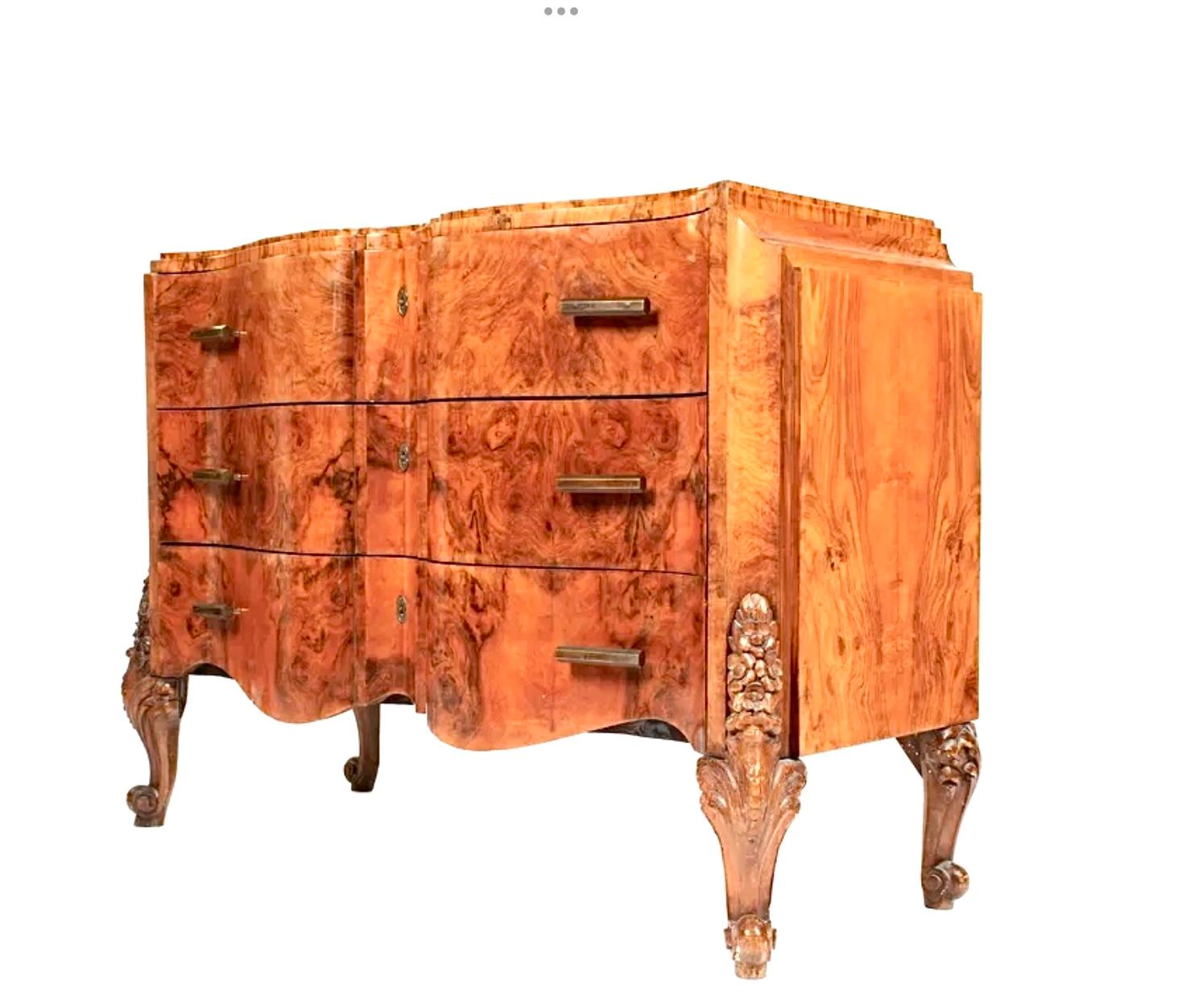 Rococo Austrian Carved Burlwood Commode