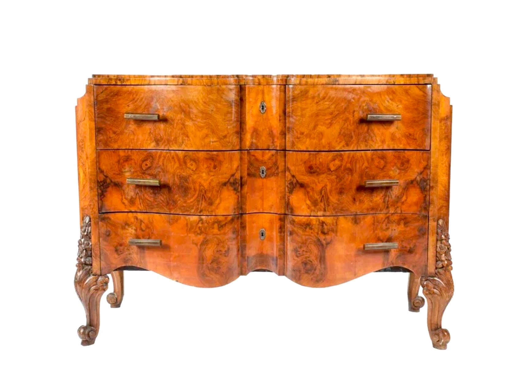 Austrian Carved Burlwood Commode 3
