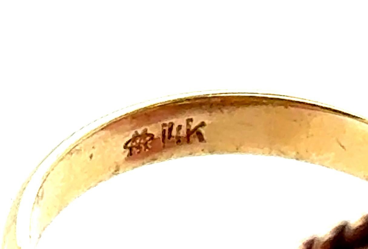 Art Deco Carved Cameo Cocktail Ring Antique Vintage Original 1930's 14K Gold For Sale 1