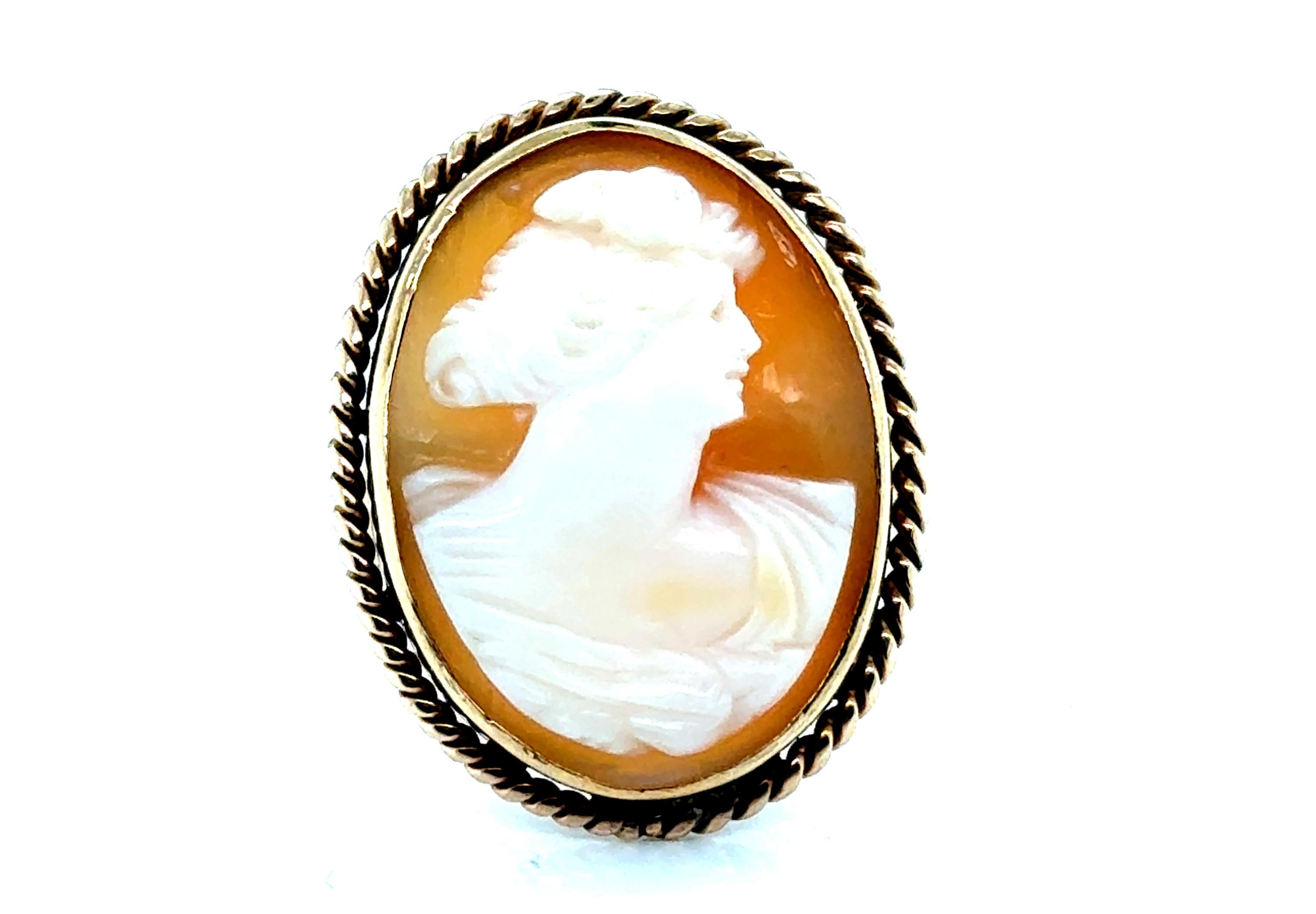 Art Deco geschnitzter Kamee Cocktail-Ring Antike Vintage Original 1930er Jahre 14K Gold