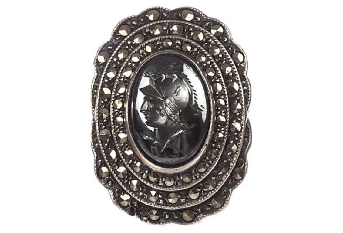 Art Deco Carved Hematite Intaglio In Excellent Condition For Sale In New York, NY