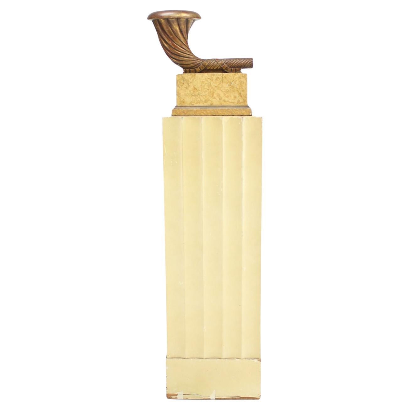 Art Deco Carved Horn Shape on Scallop Woden Pedestal Floor Lamp Base