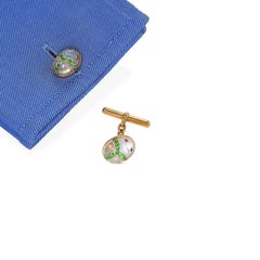 Art Deco Carved Moonstone and Gem-Set Scarab Cufflinks