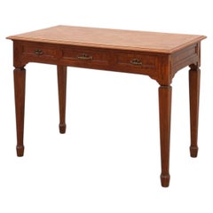 Art Deco carved oak Desk or Table with copper details, Belgium 1920s