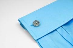 Art Deco Carved Rock Crystal and Sapphire Cufflinks